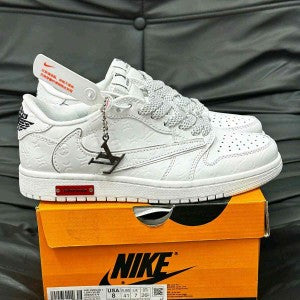 Nikkee Air Jordan1 Low Travis LV White Silver