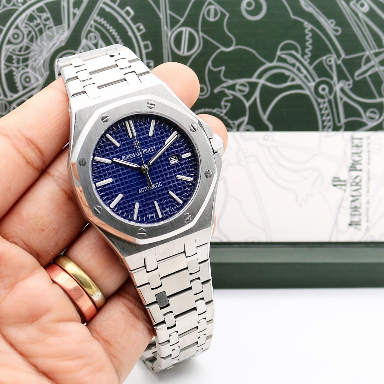 Silver Blue Metal Watch