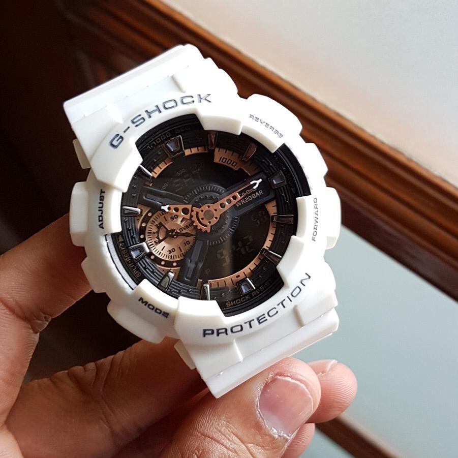 White Rose Gold Digital & Analog Watch