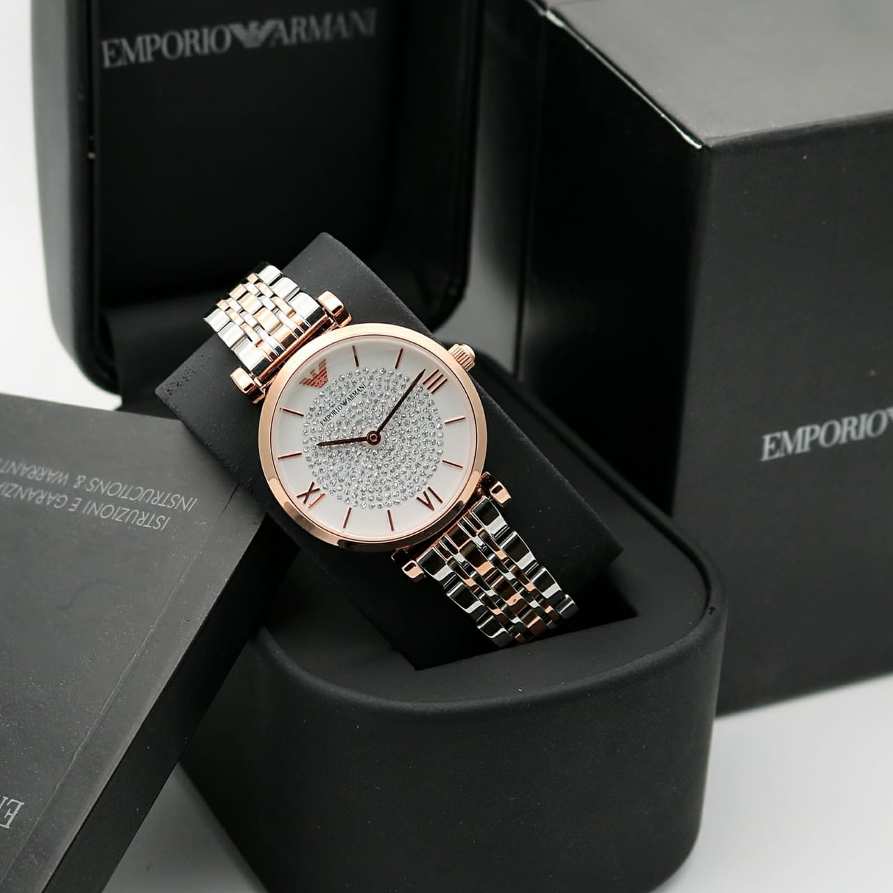 Dual Tone White Dial Watch