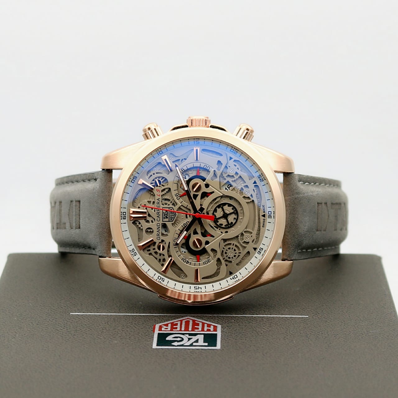 Grey Rose Gold Chronograph Watch
