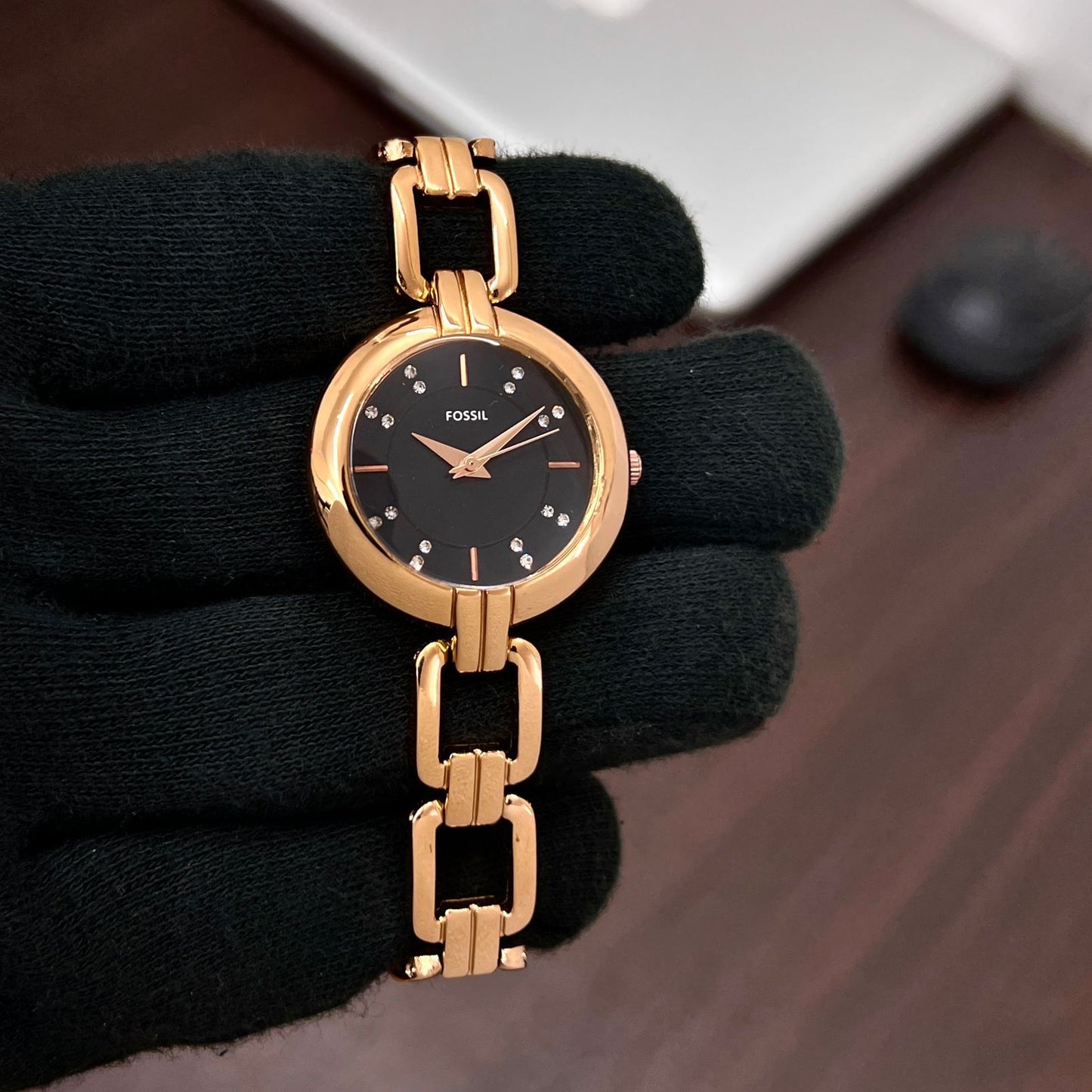 Rose Gold Black Watch