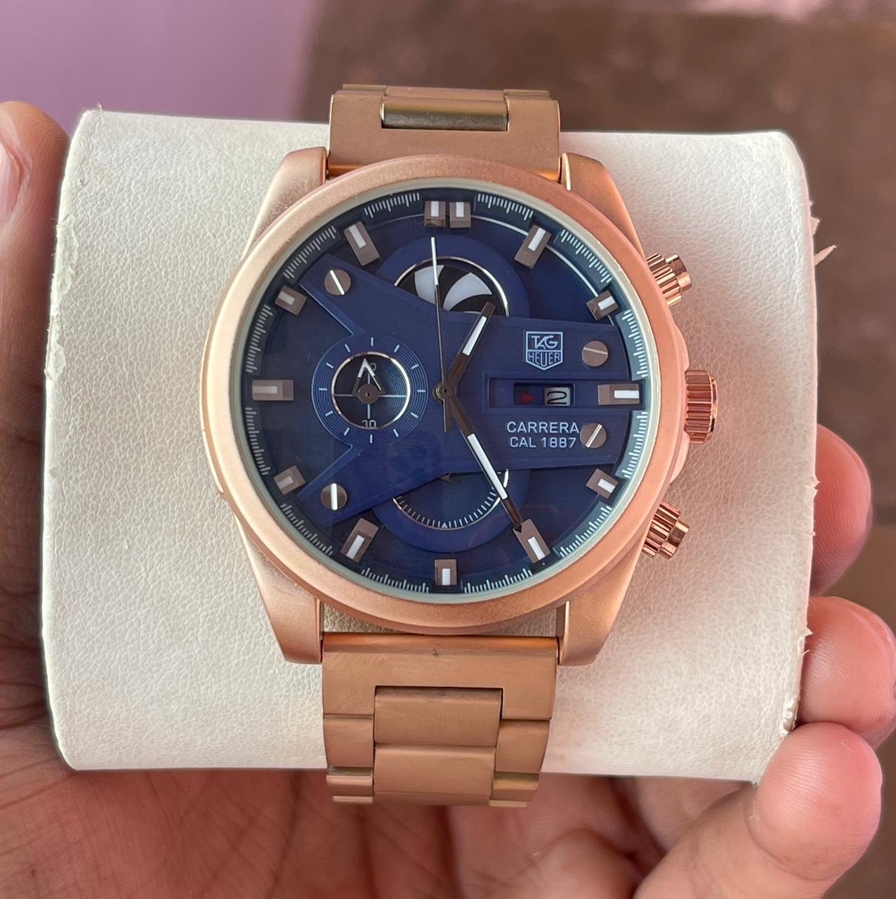 Rose Gold Blue Watch