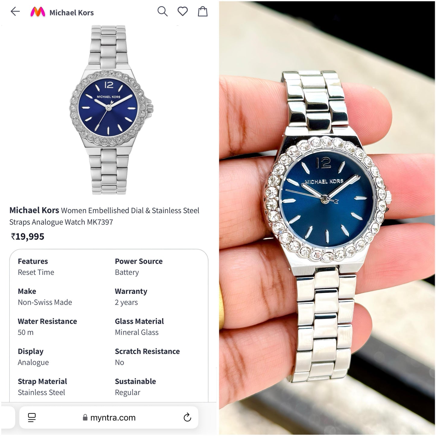 Silver Blue Diamond Watch
