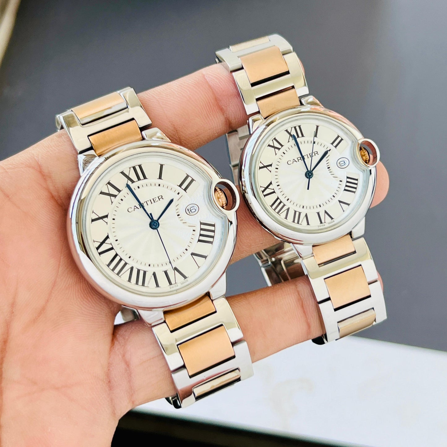 RoseGold Silver Couple Watch