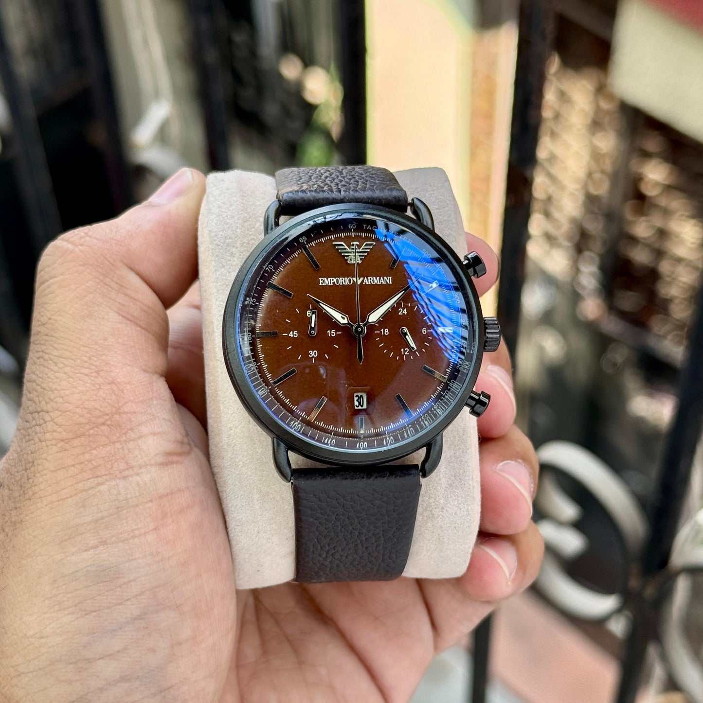 Black Brown Slim Watch