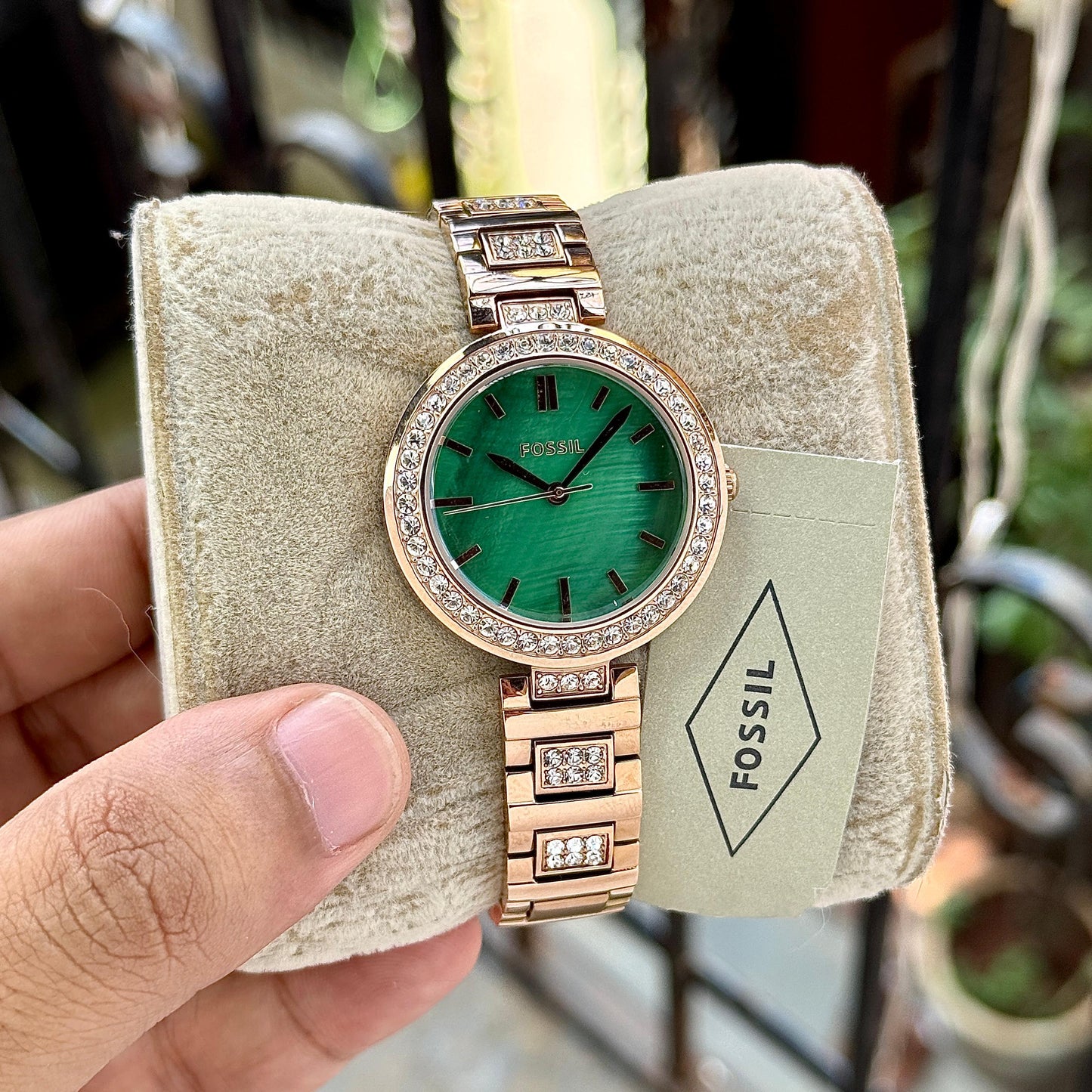 Rose Gold Green Diamond Watch