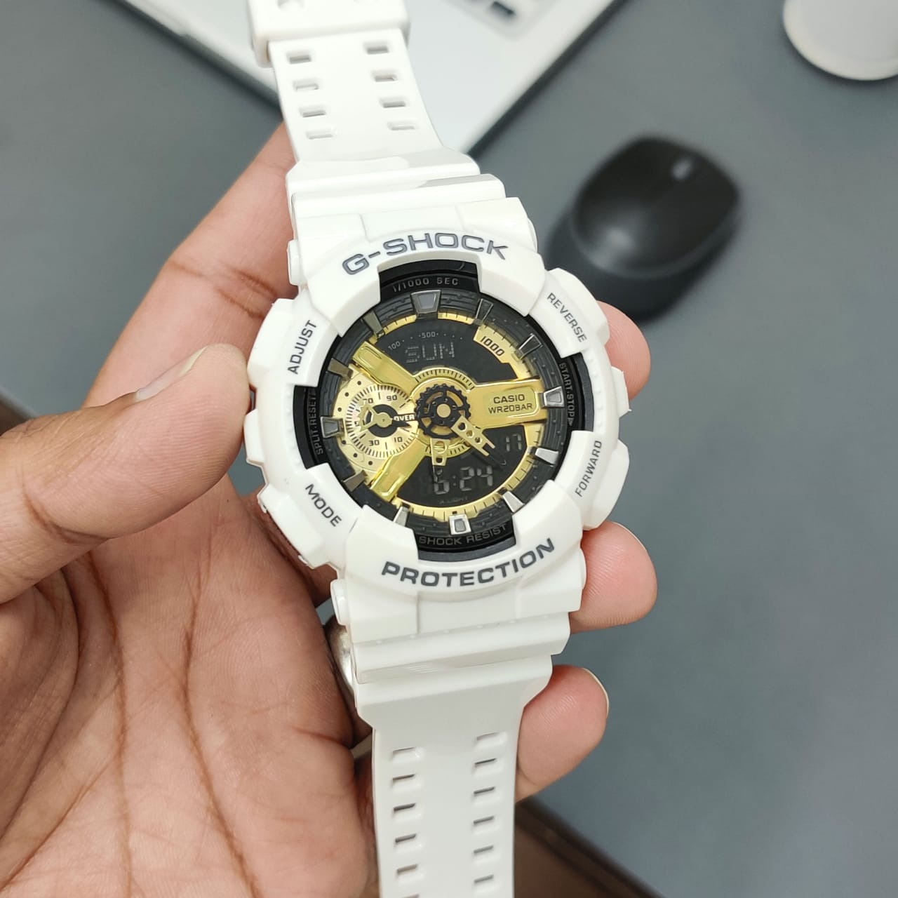 White Gold Digital & Analog Watch