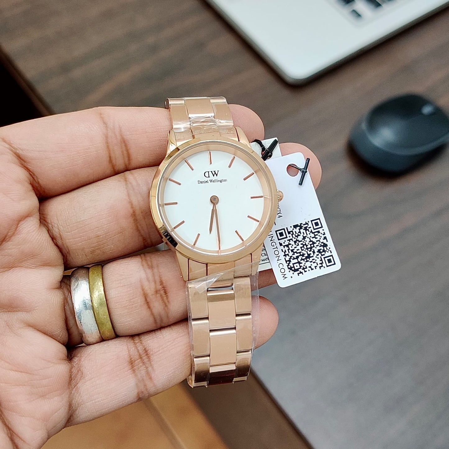 Rose Gold White Metal Watch