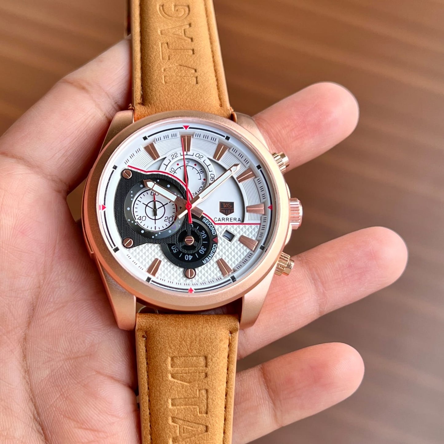 Tan And White Watch