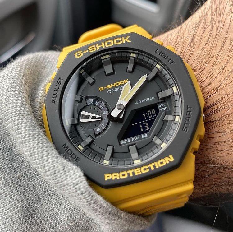 Yellow Black Analog Digital Watch