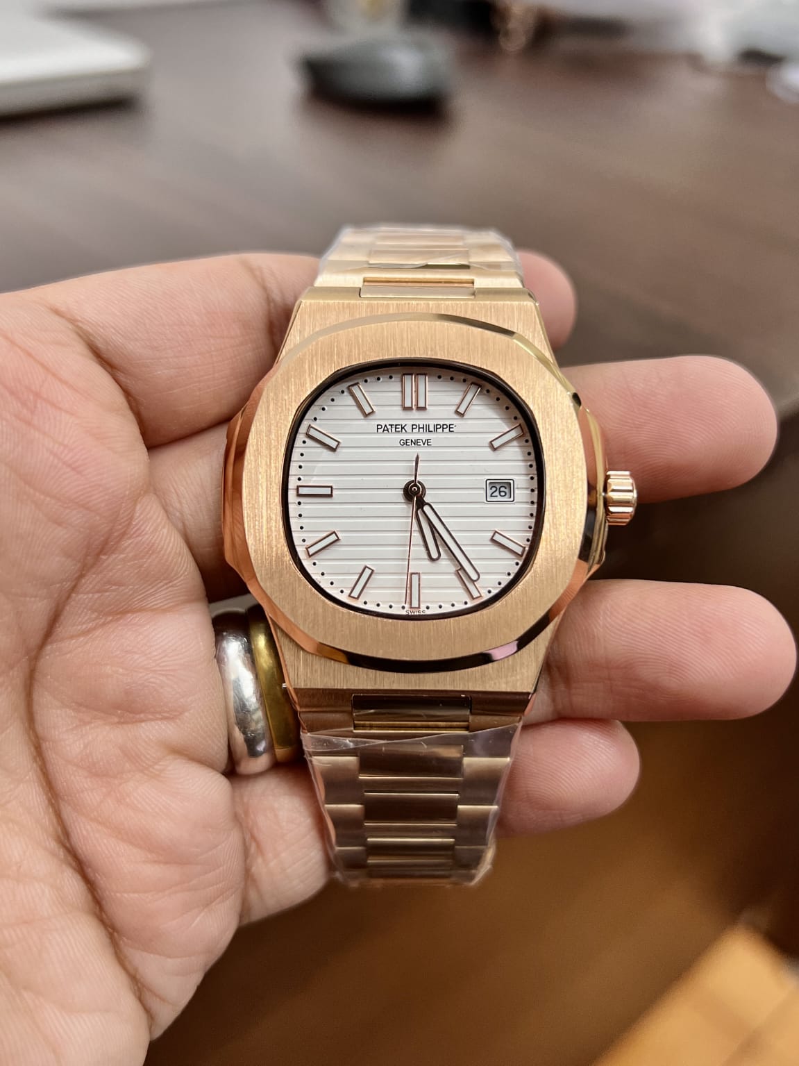 Rose Gold White Metal Watch