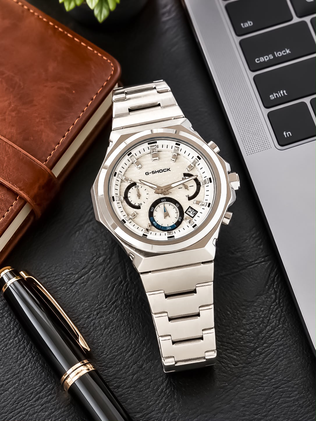 All Silver Chronograph Watch