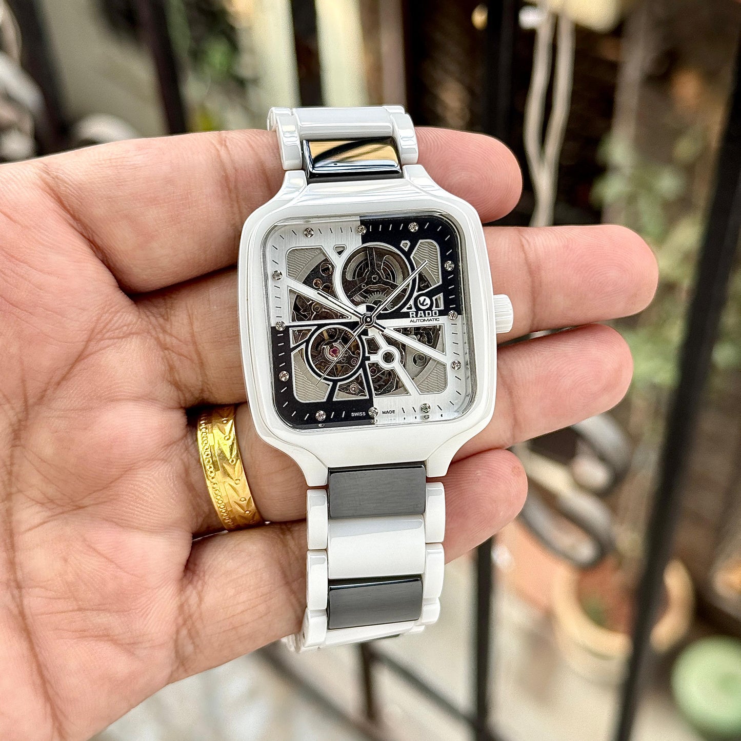 White Black Ceramic Automatic Watch