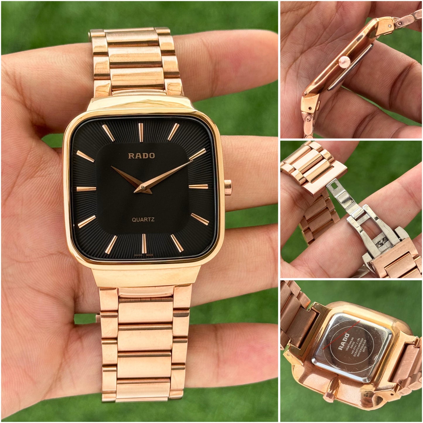RoseGold Black Square Watch