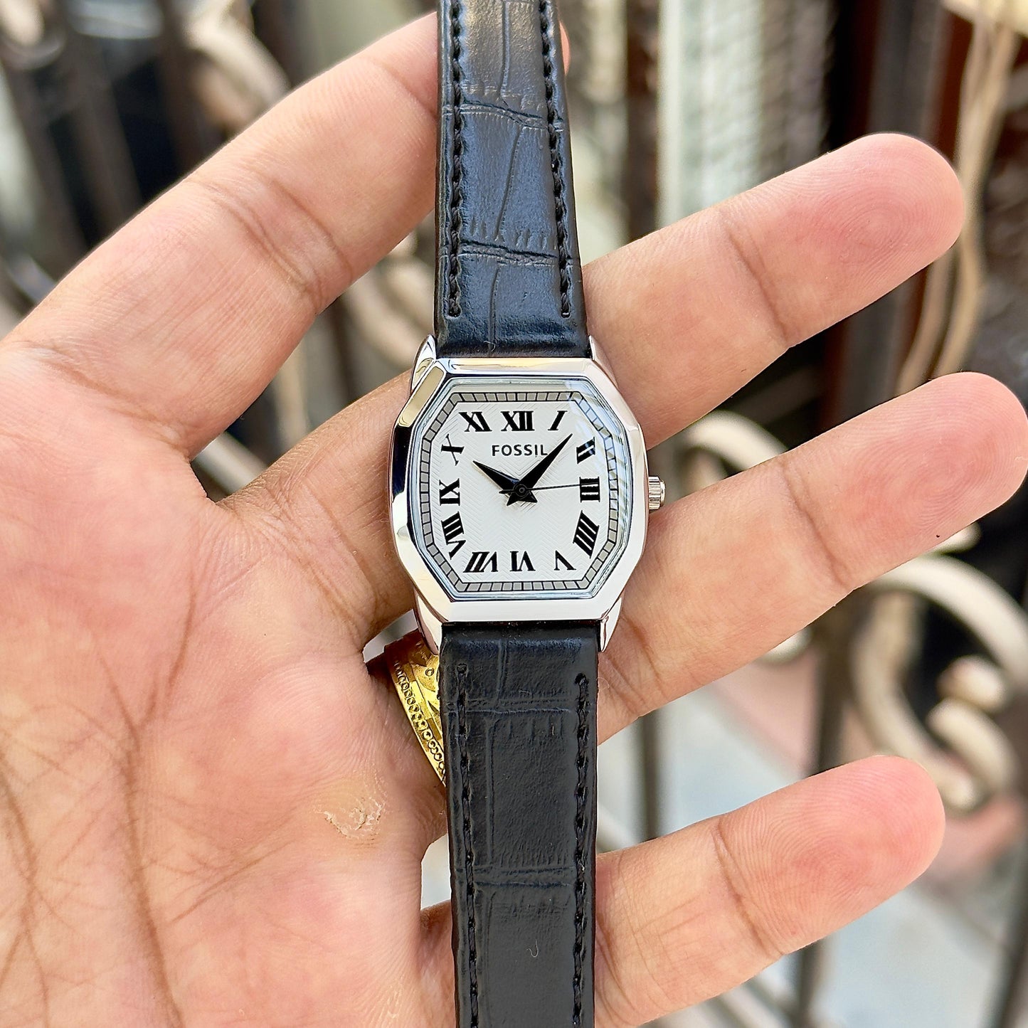 Black White Women's Leather Watch