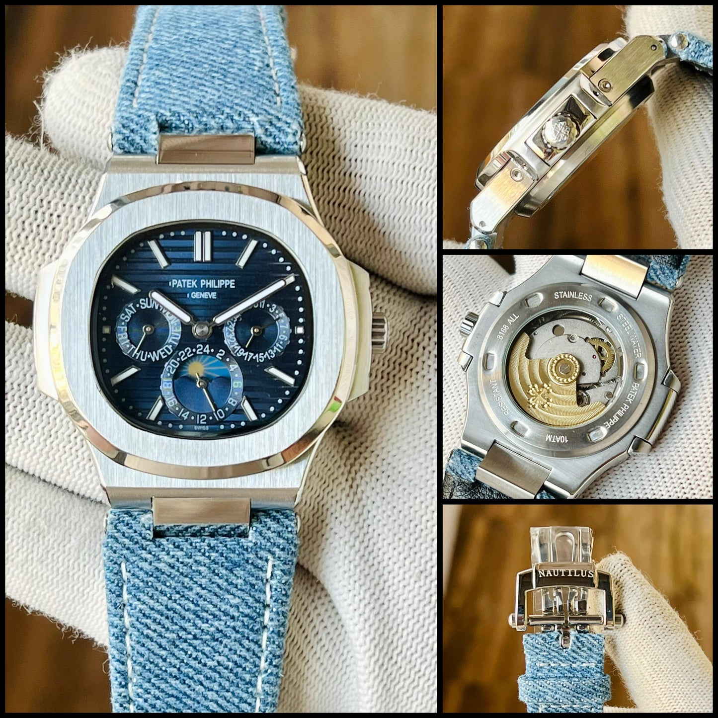 Blue Denim Silver Chronograph Automatic Watch
