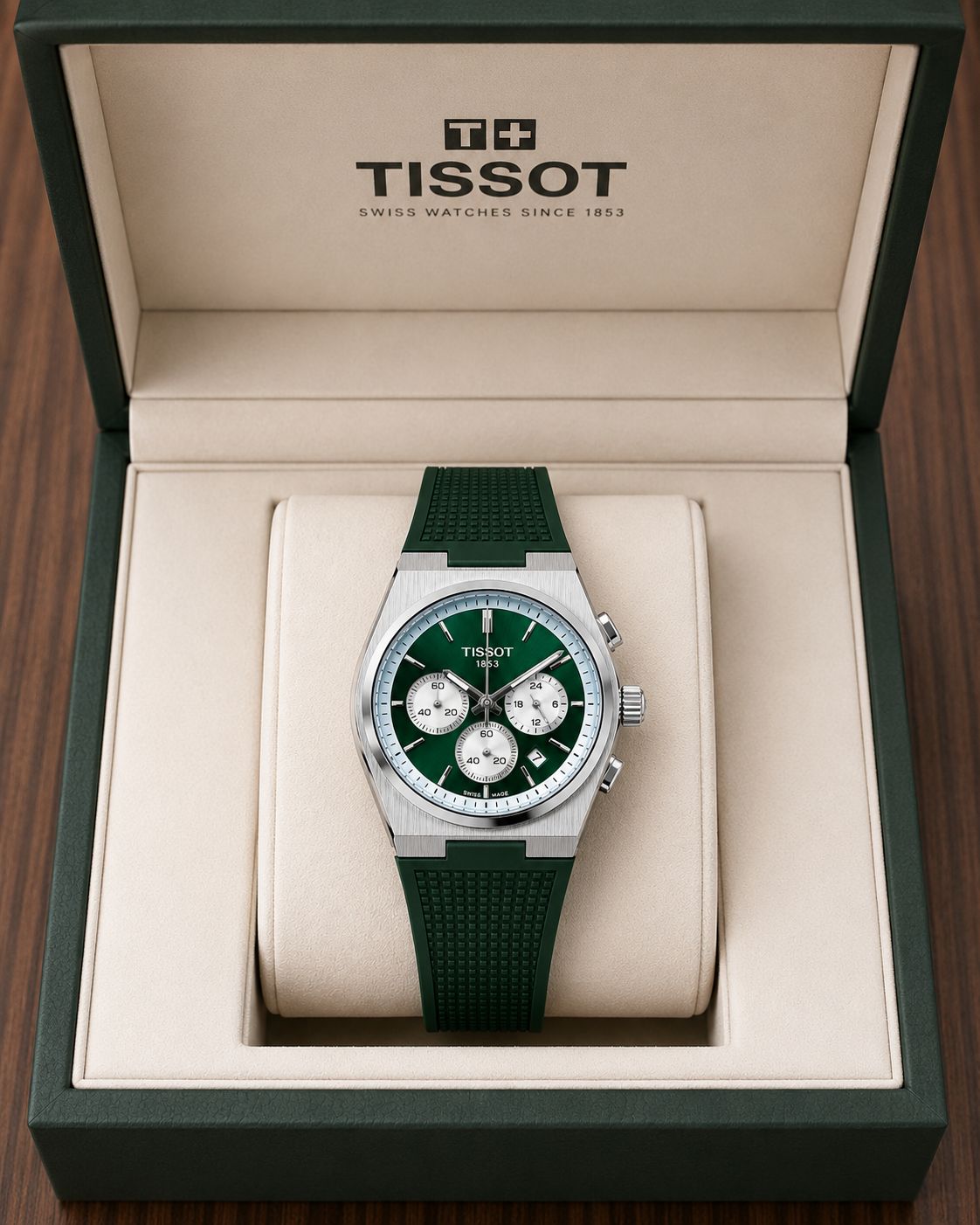 Green Silver Automatic Watch