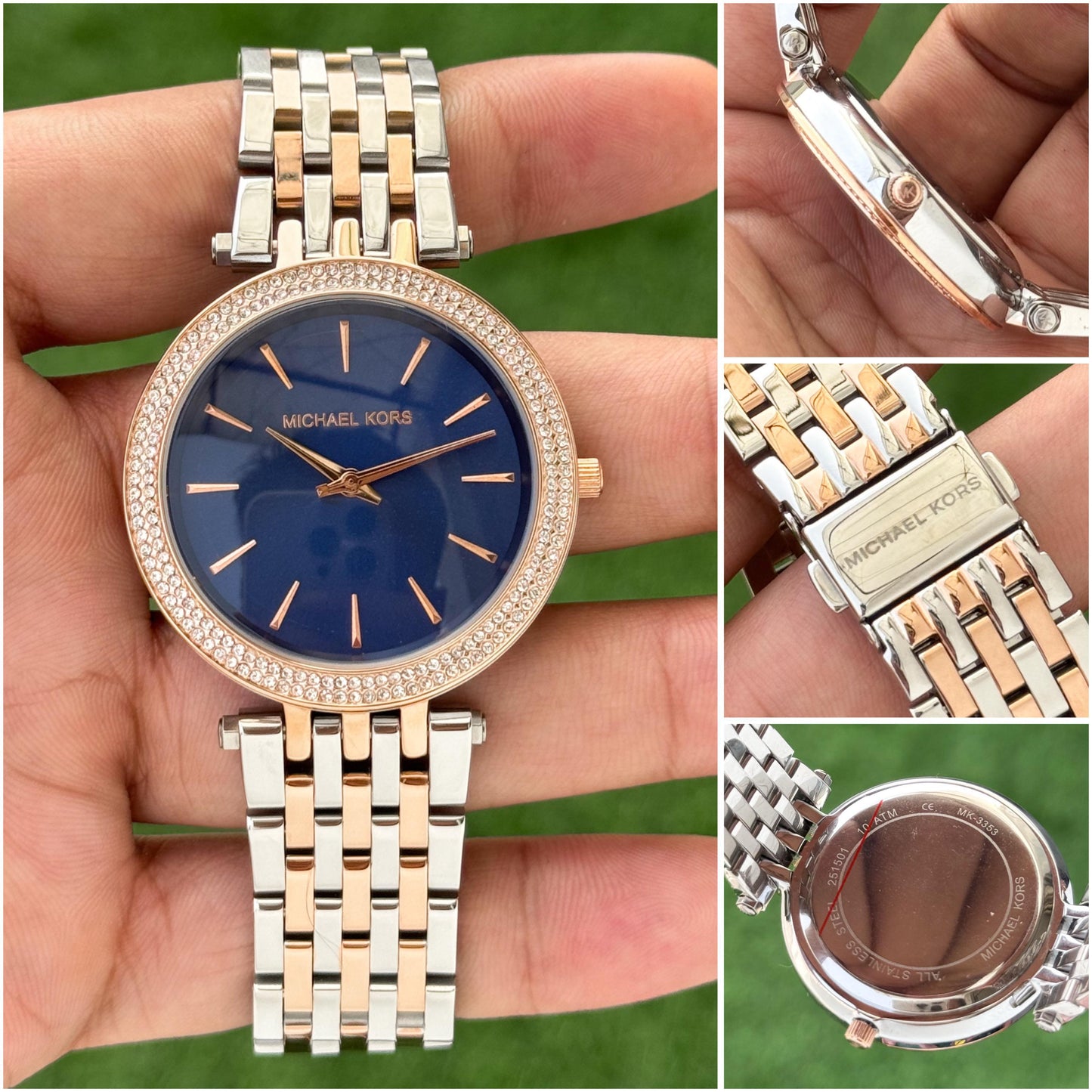 RoseGold Silver With Blue Dial