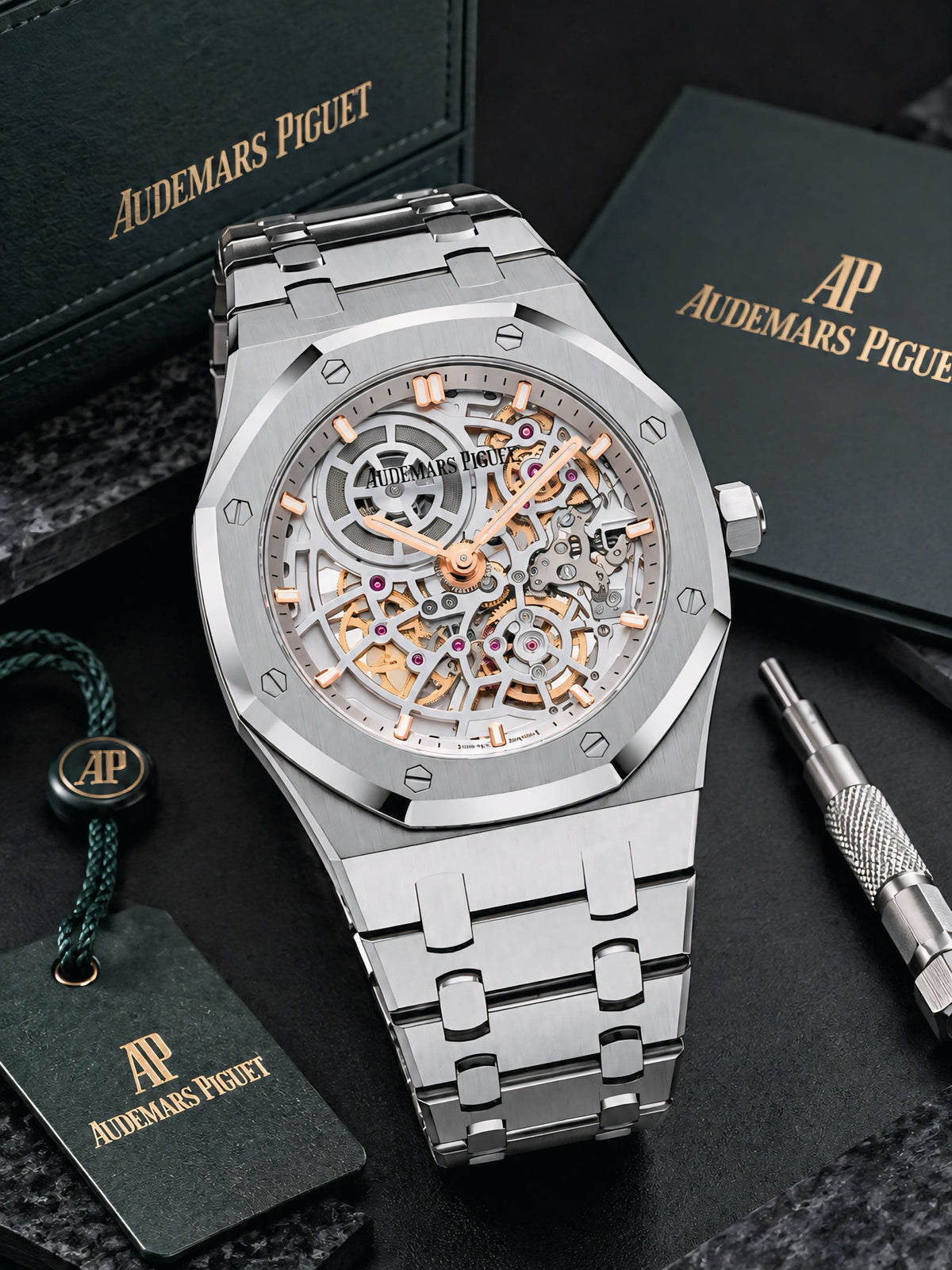All Silver Skeleton Automatic Watch