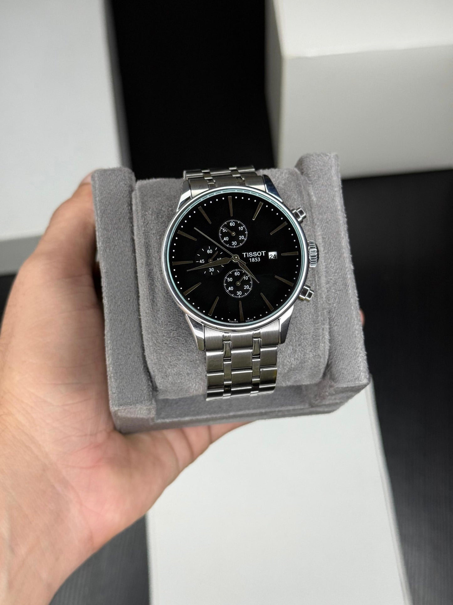 Silver Black Metal Watch