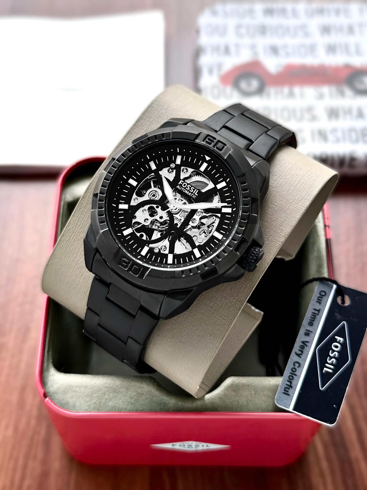 Full Black Automatic Metal Watch