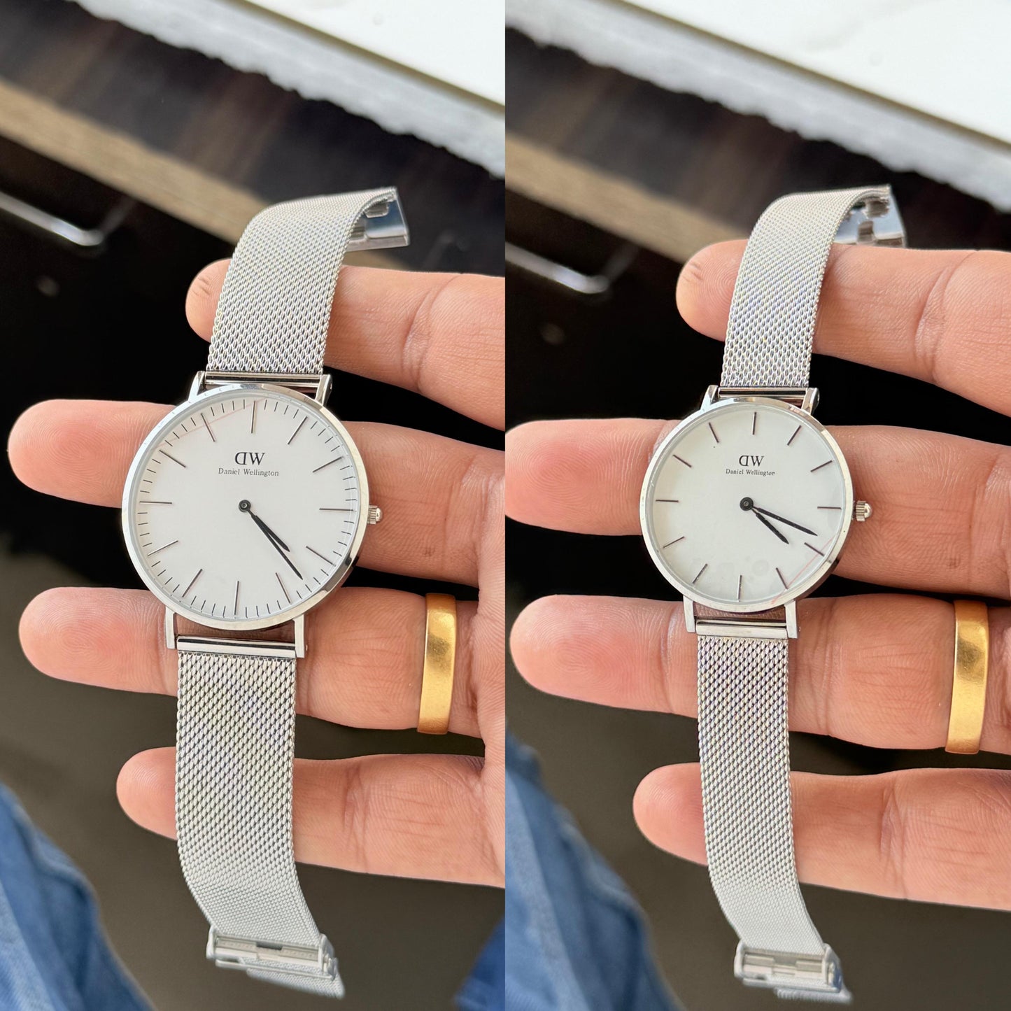 Silver White Couple Watch