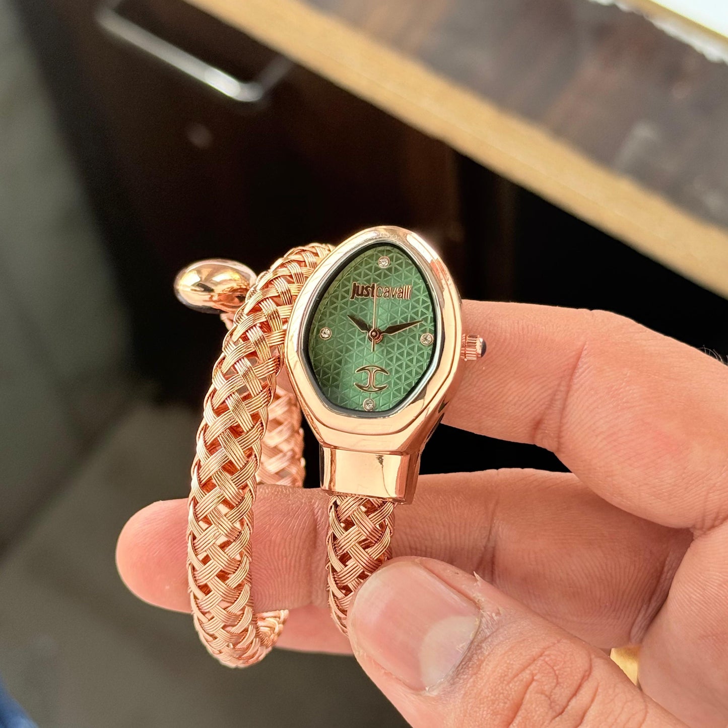 Rose Gold Green Women's Metal Watch