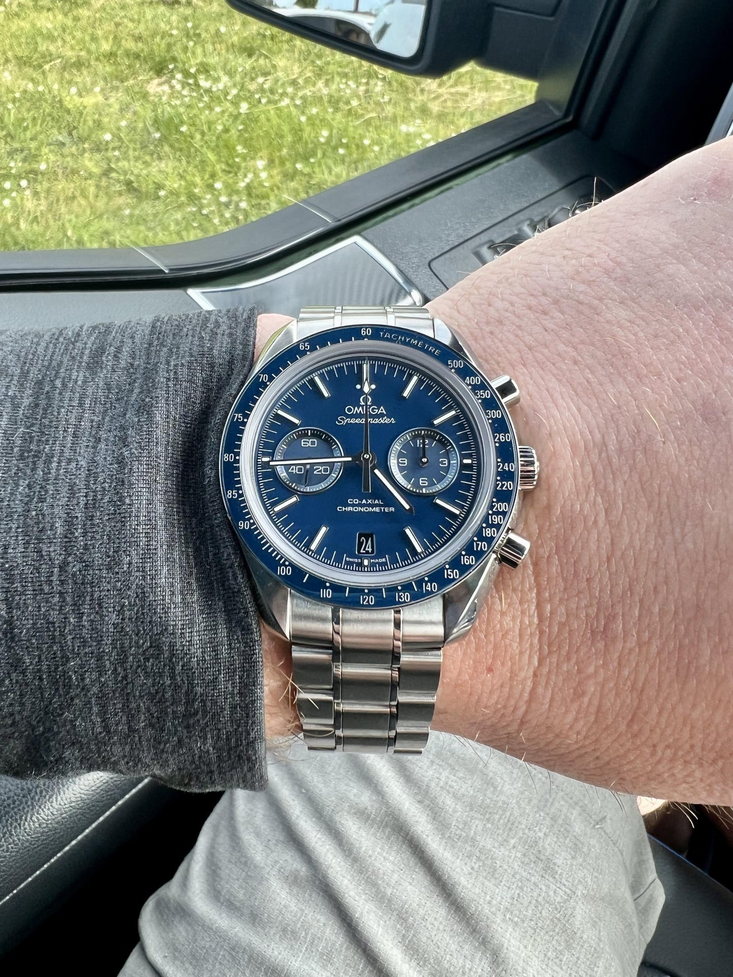 Silver Blue Chronograph Watch