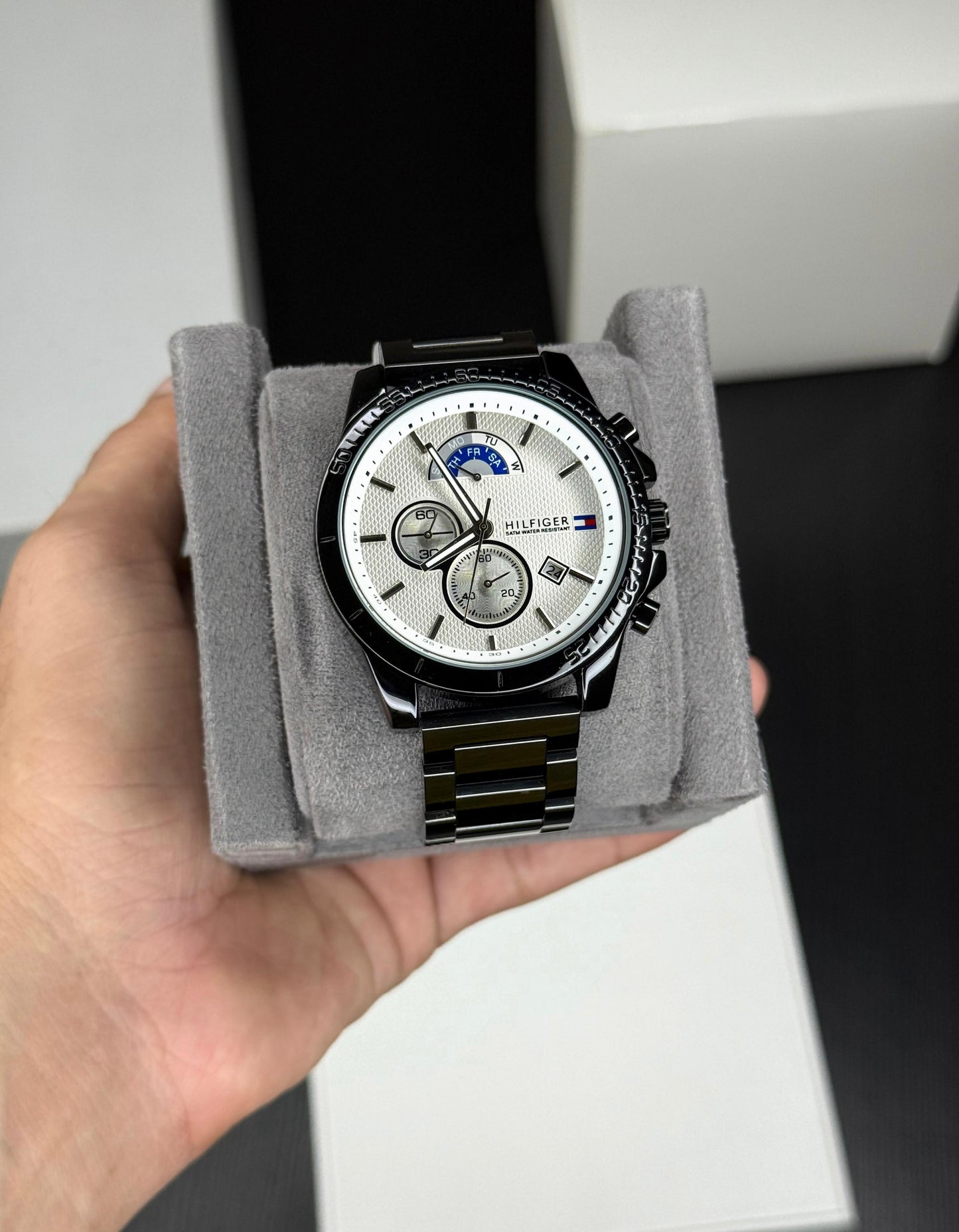 Black White Chronograph Watch