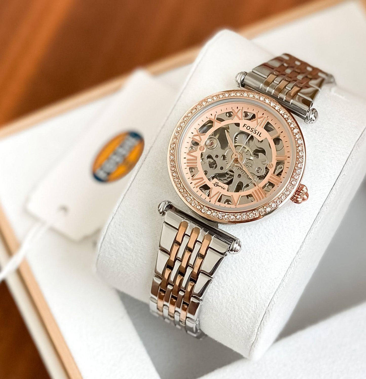 Rose Gold Silver Automatic Watch