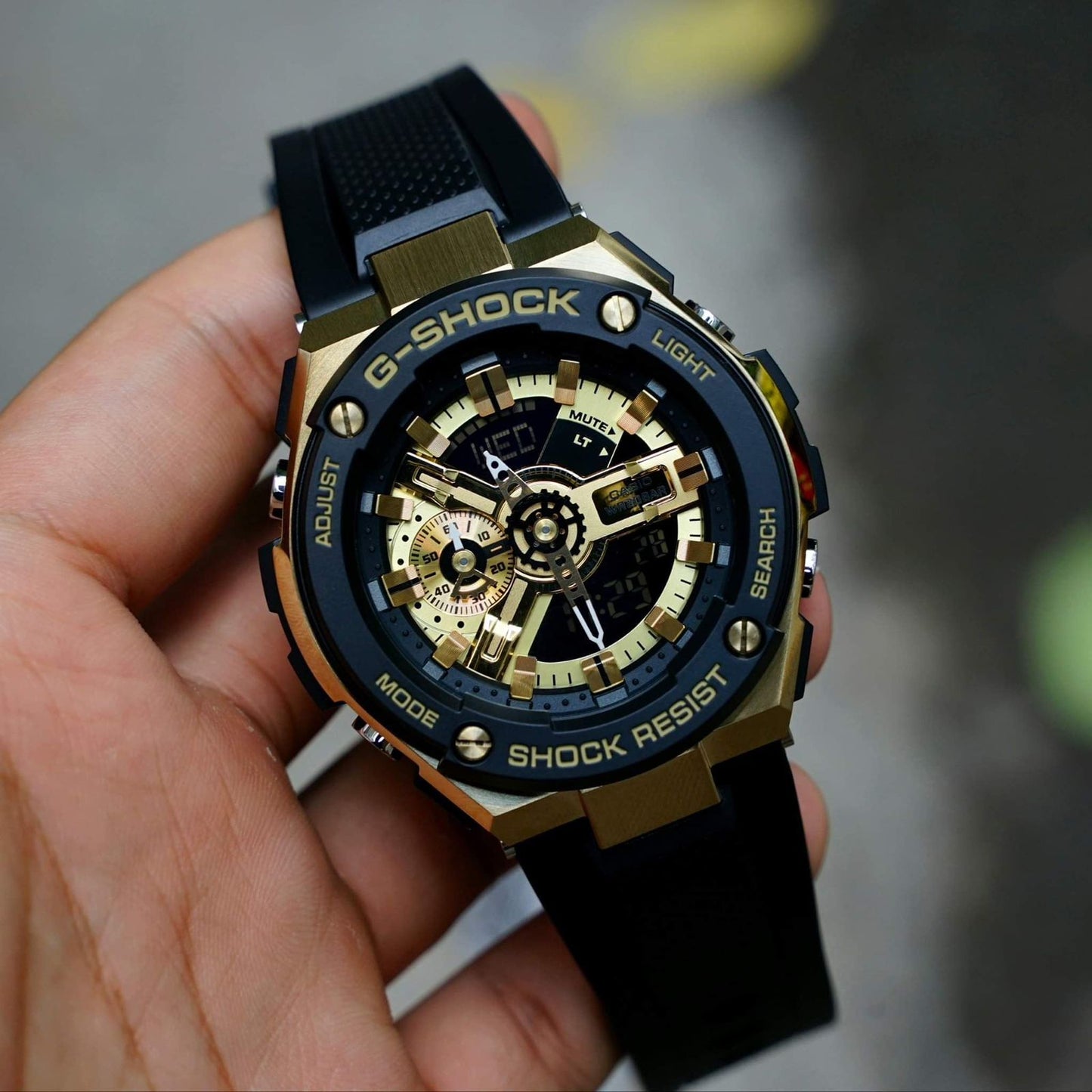 Black Gold Digital Analog Watch