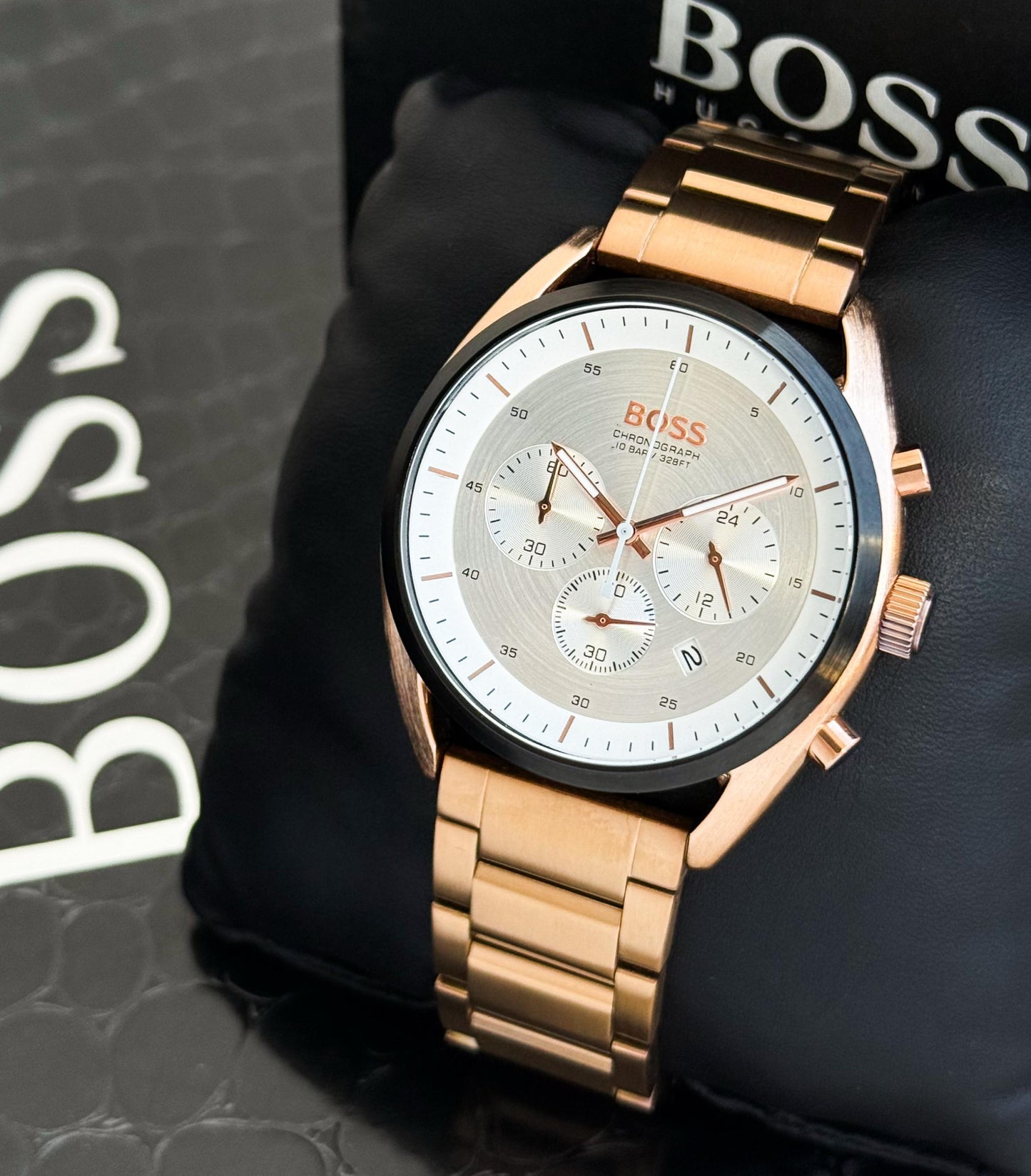 RoseGold White Chronograph Watch