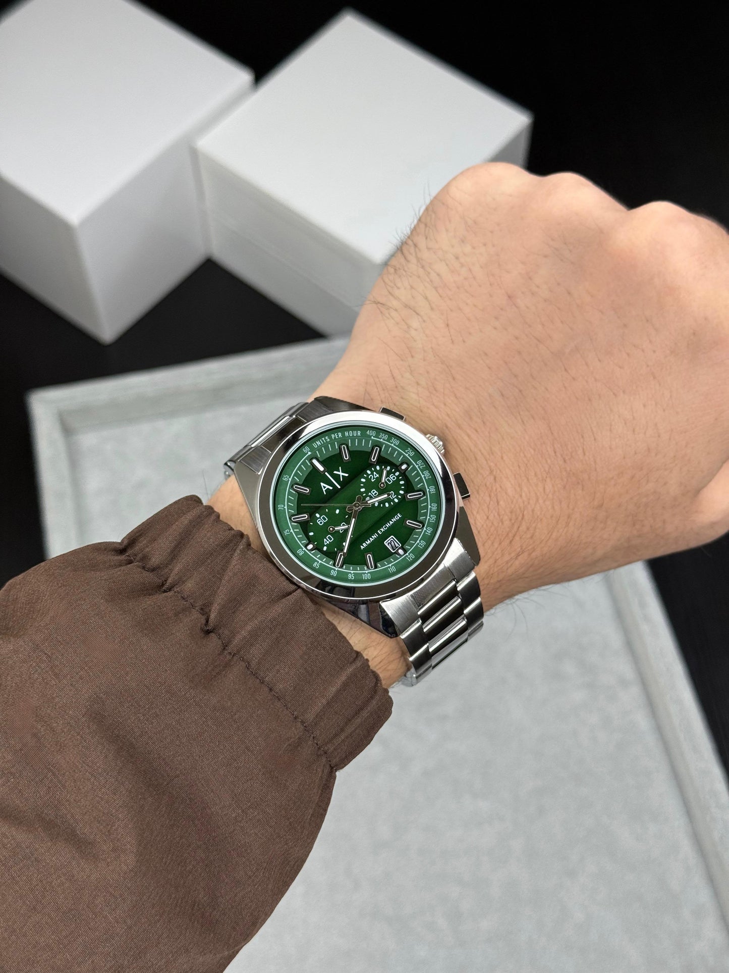 Silver Green Metal Watch