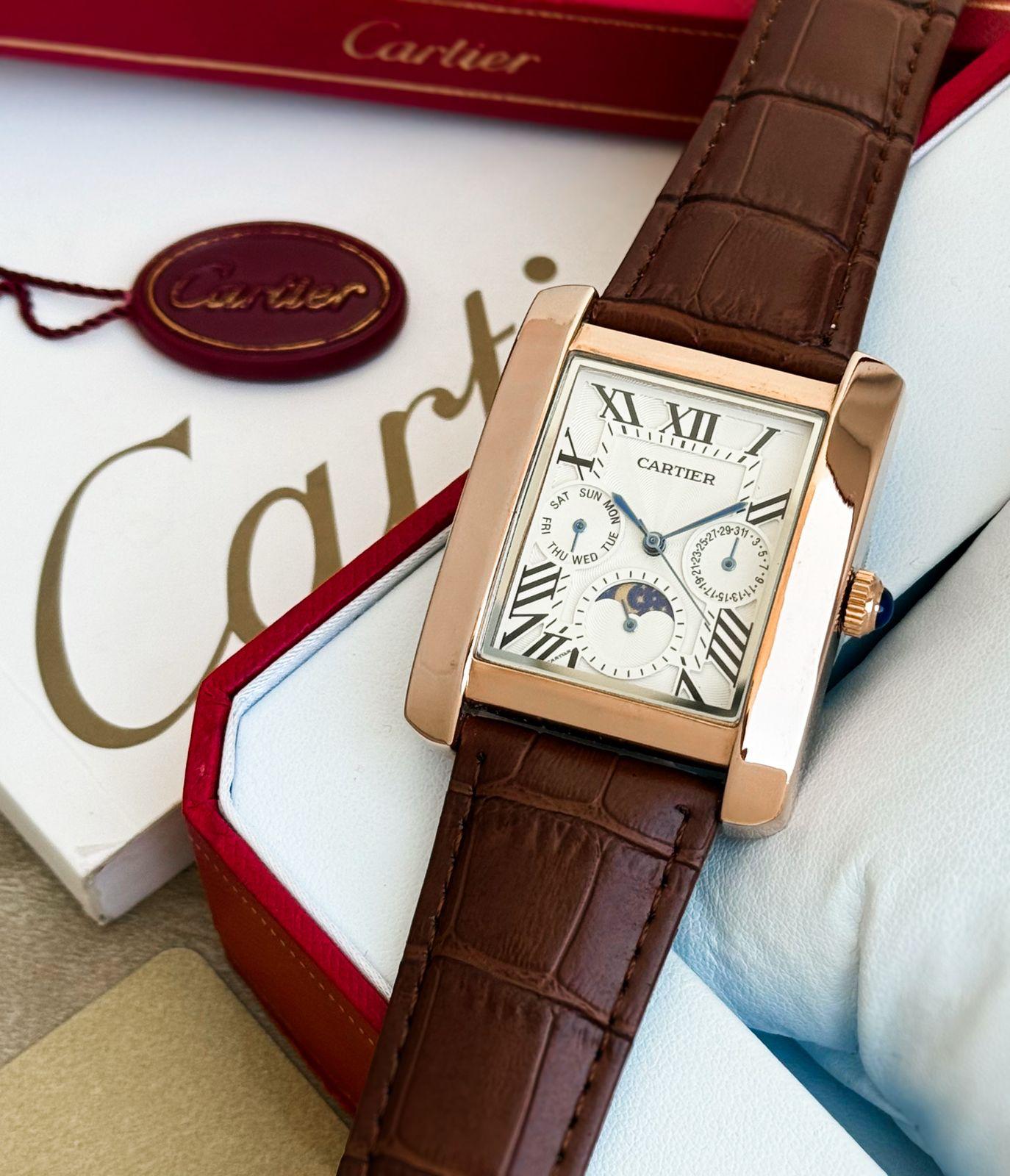 Brown White Leather Watch