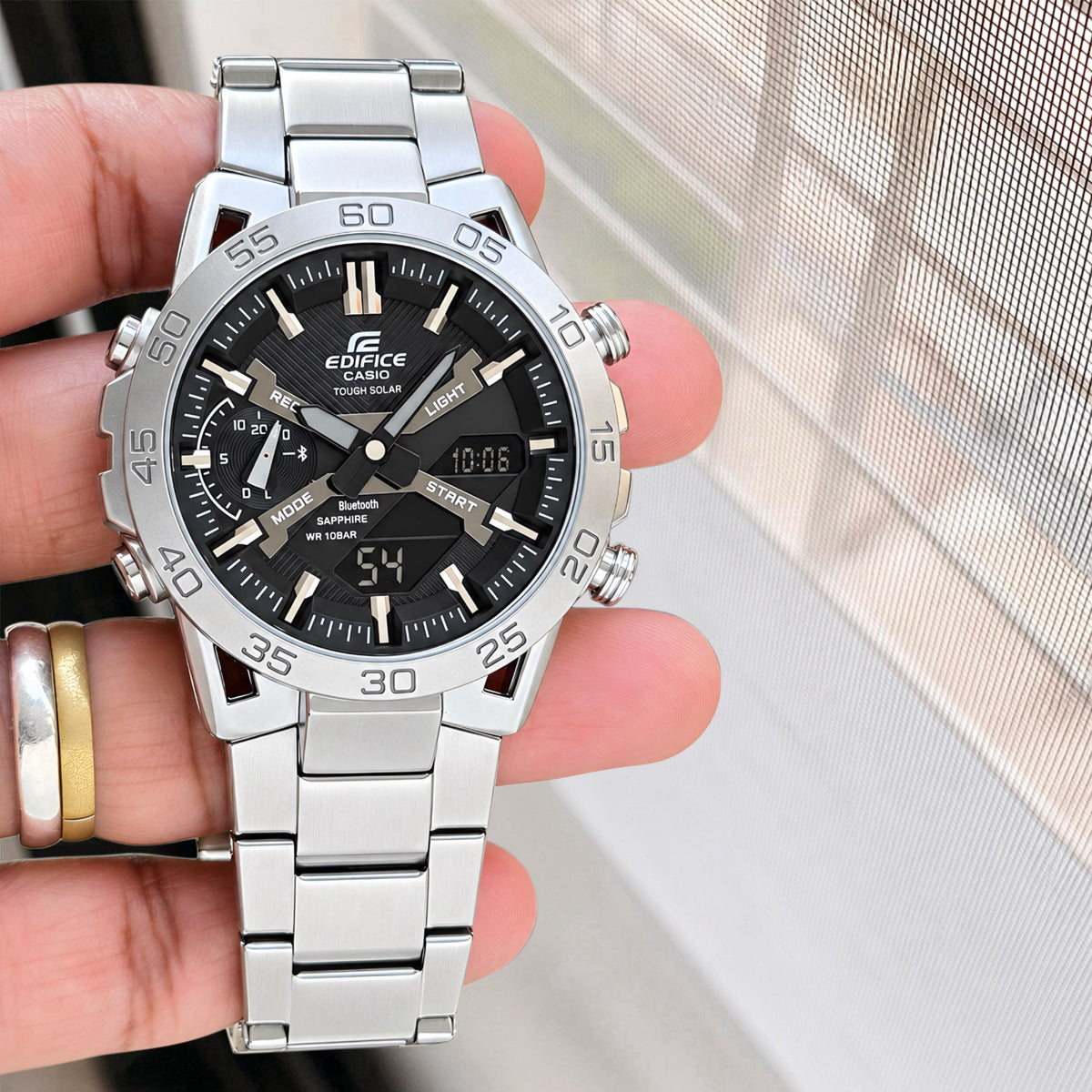 SILVER Black Analog Digital Watch