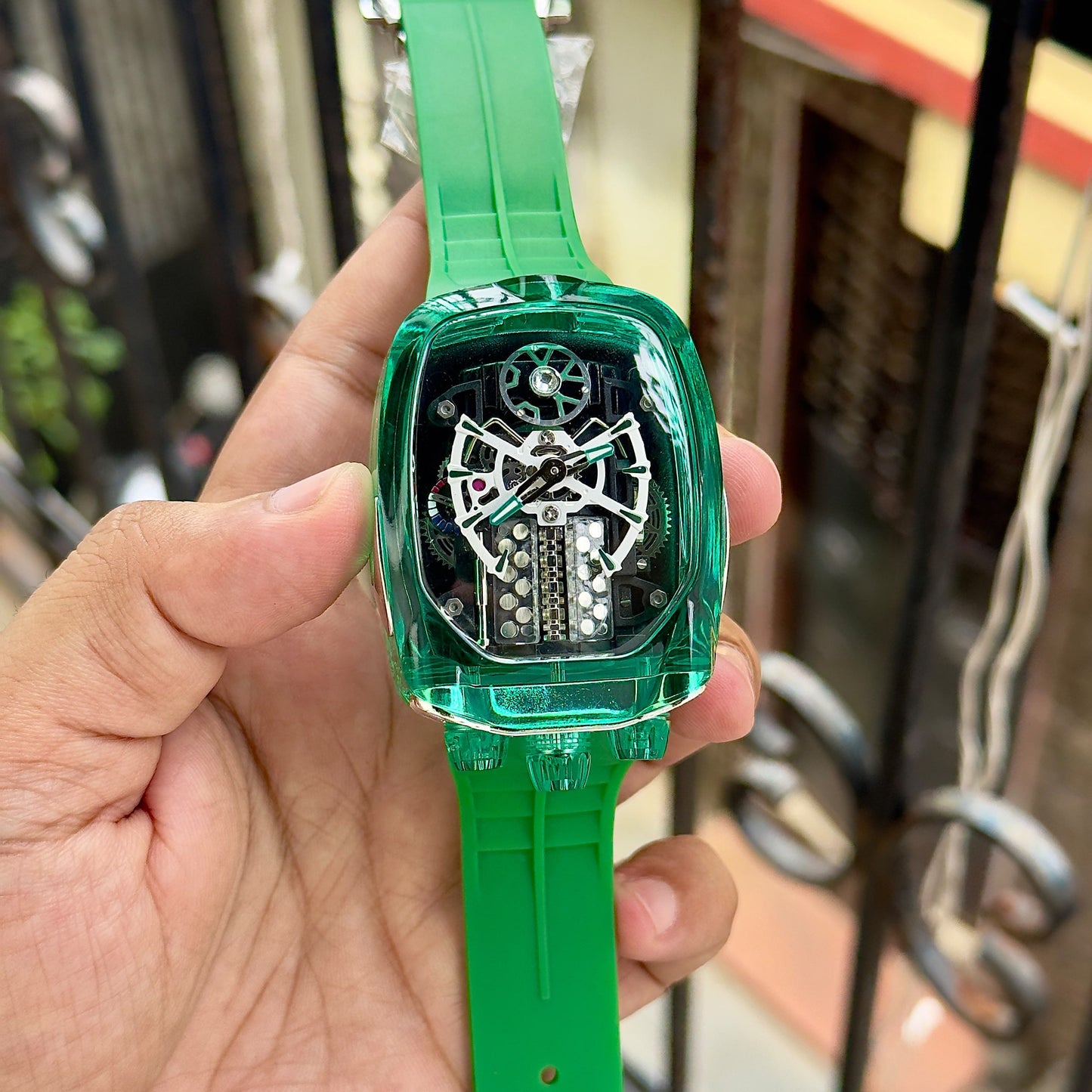 Green Square Complex Watch