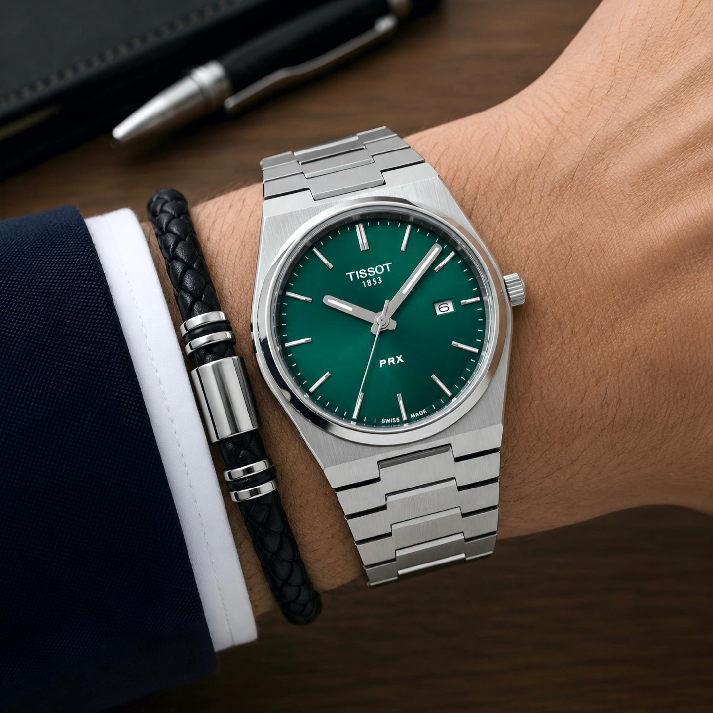 Silver Green Metal Watch