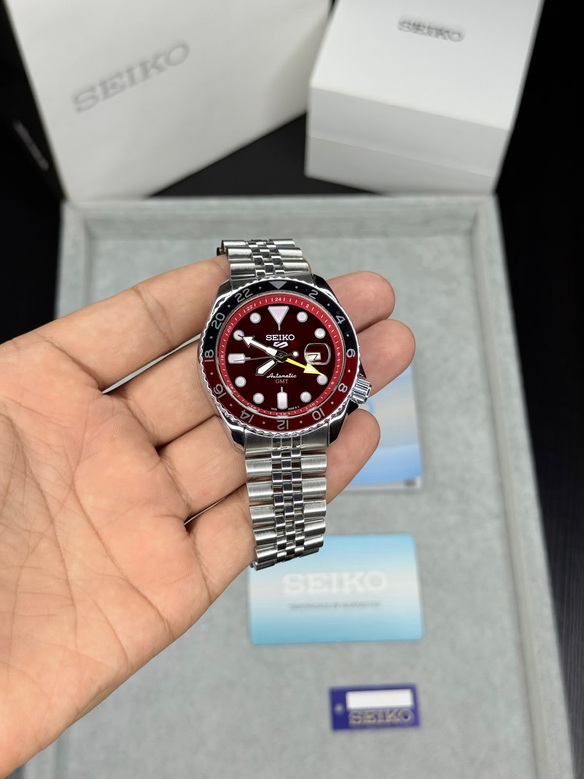 Silver Red Automatic Watch