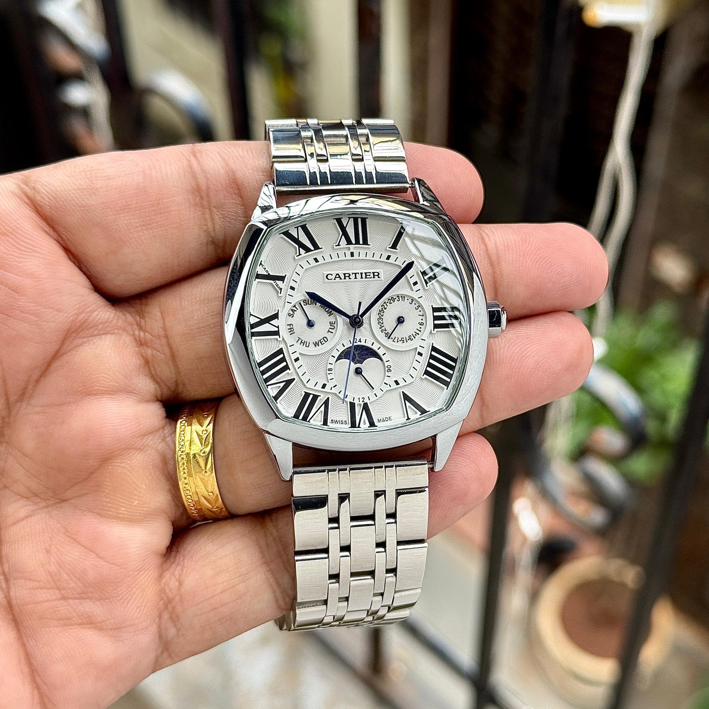 All Silver Chronograph Watch