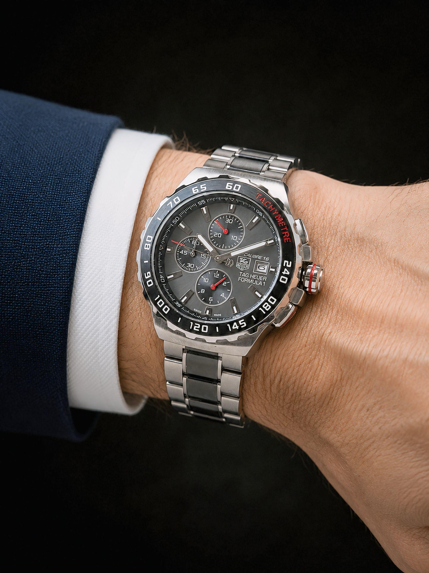 Silver Black Metal Men's Watch