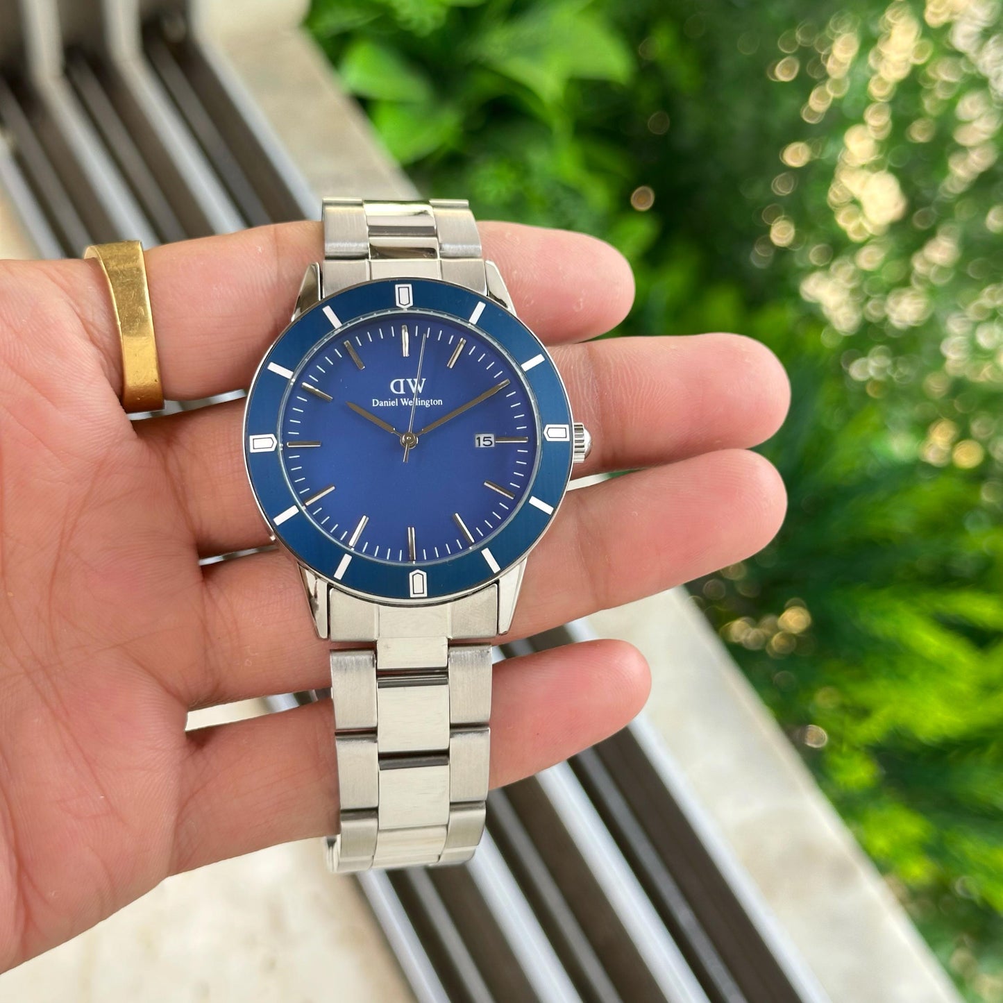 Silver Blue Metal Watch