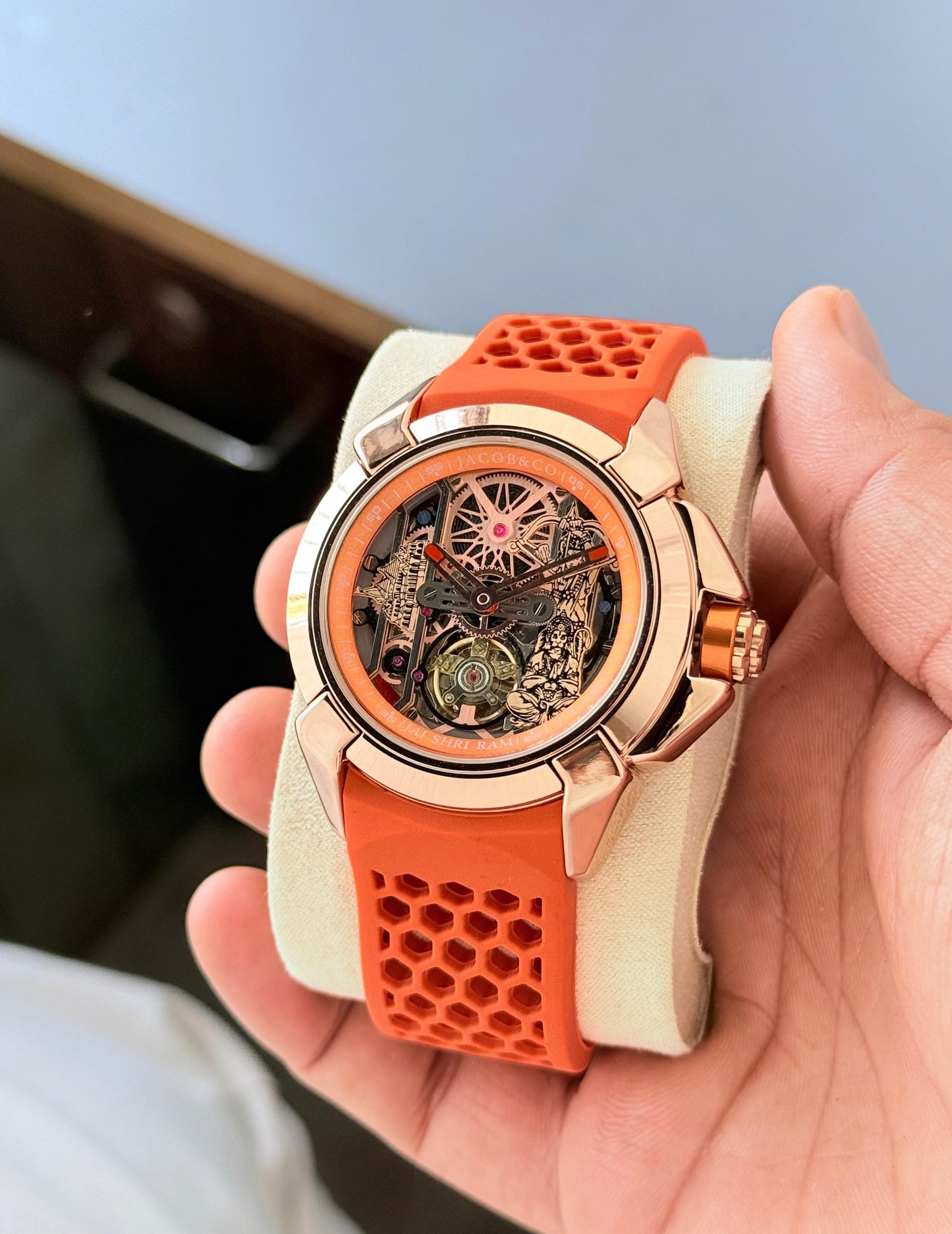 Orange Rose Gold Automatic Ram Janmabhoomi Special Watch