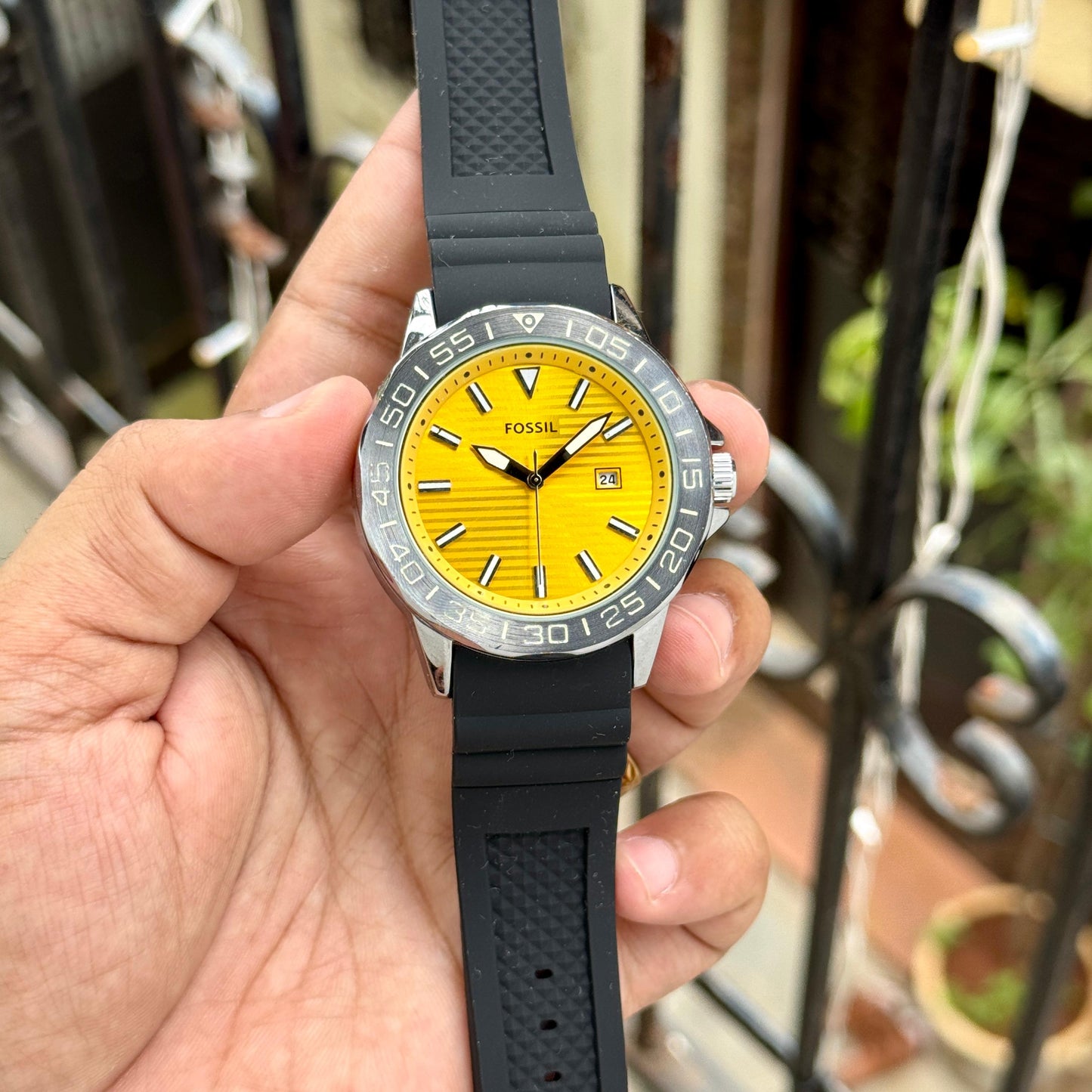 Black Yellow Fiber Watch