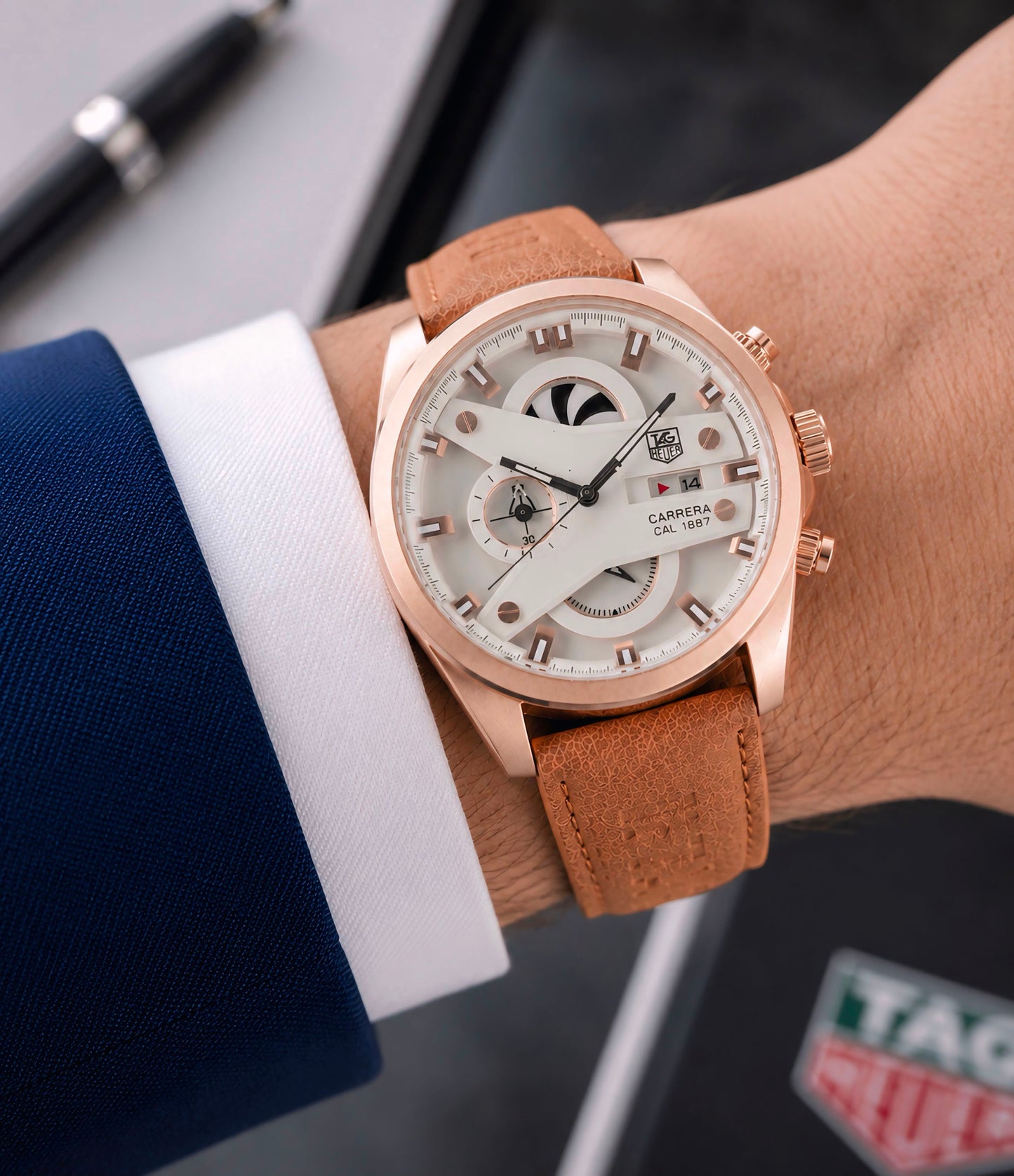 White Brown Leather Watch