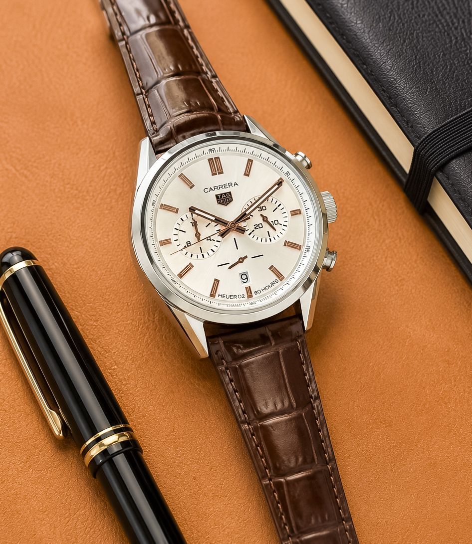 Brown White Chronograph Watch