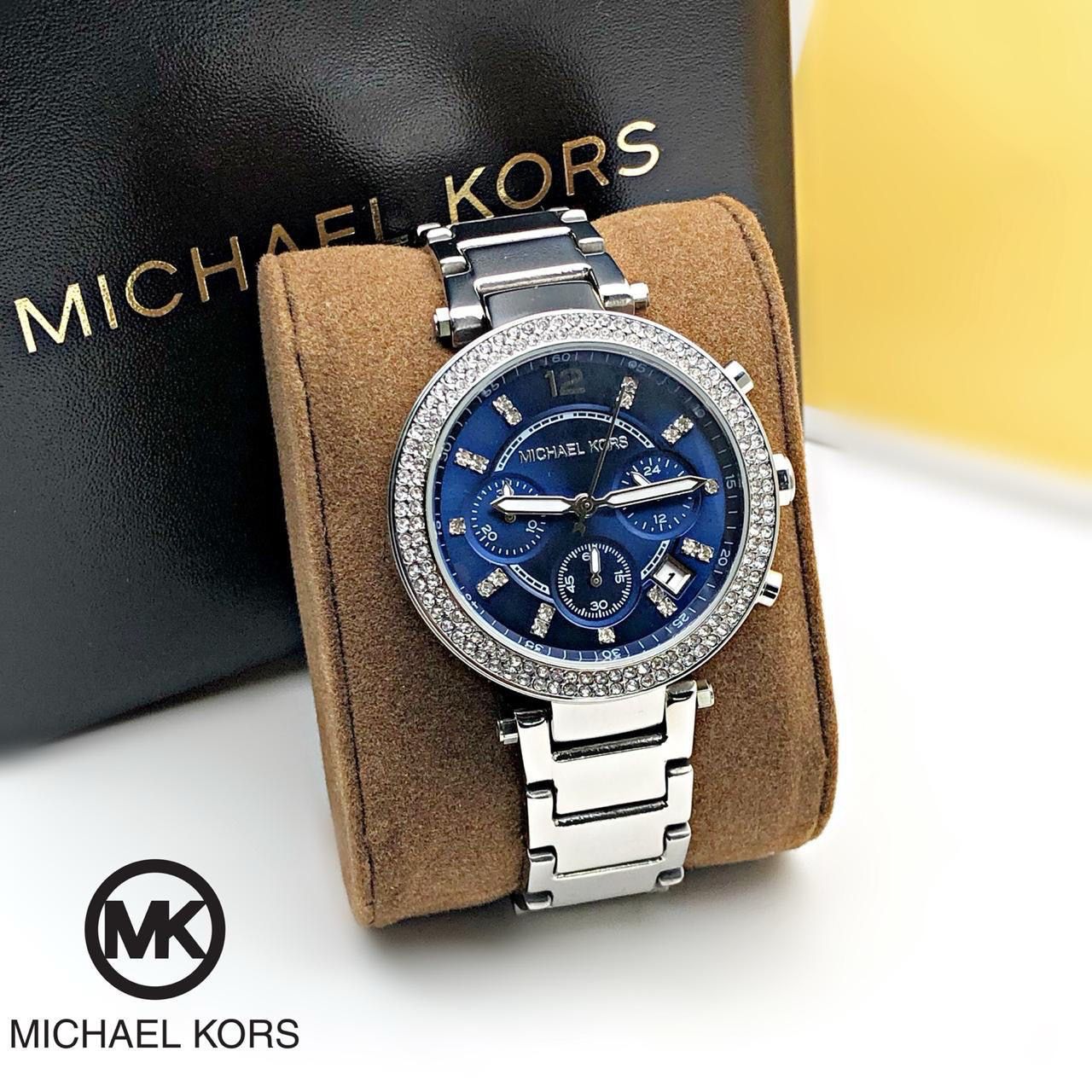 Silver Blue Chronograph Watch