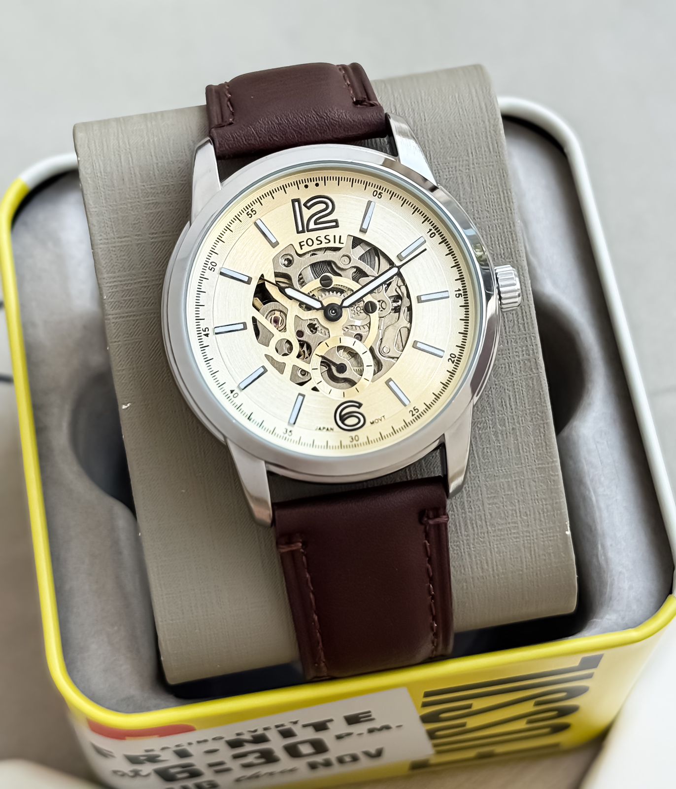 Brown White Automatic Watch