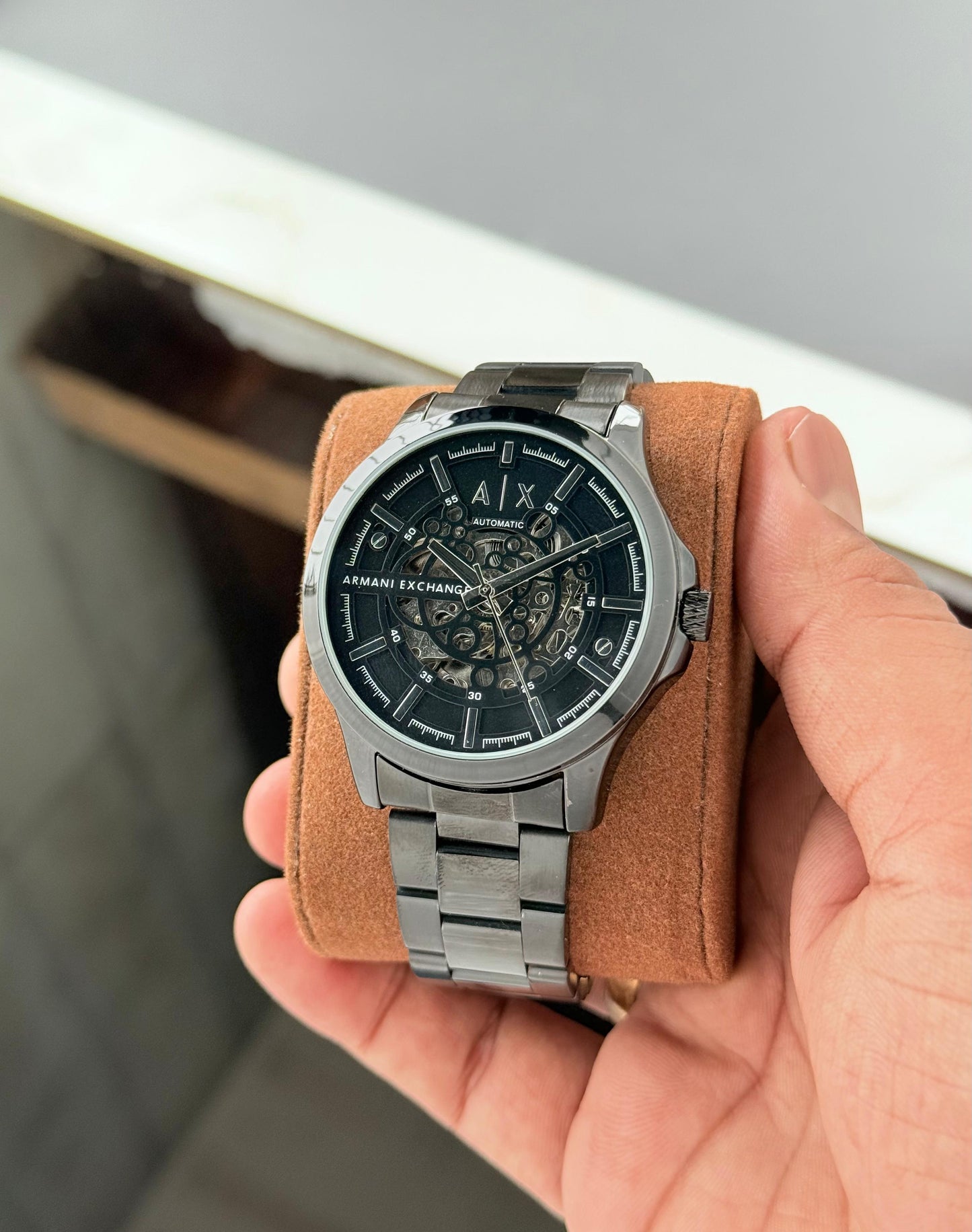 Gray Black Automatic Metal Watch