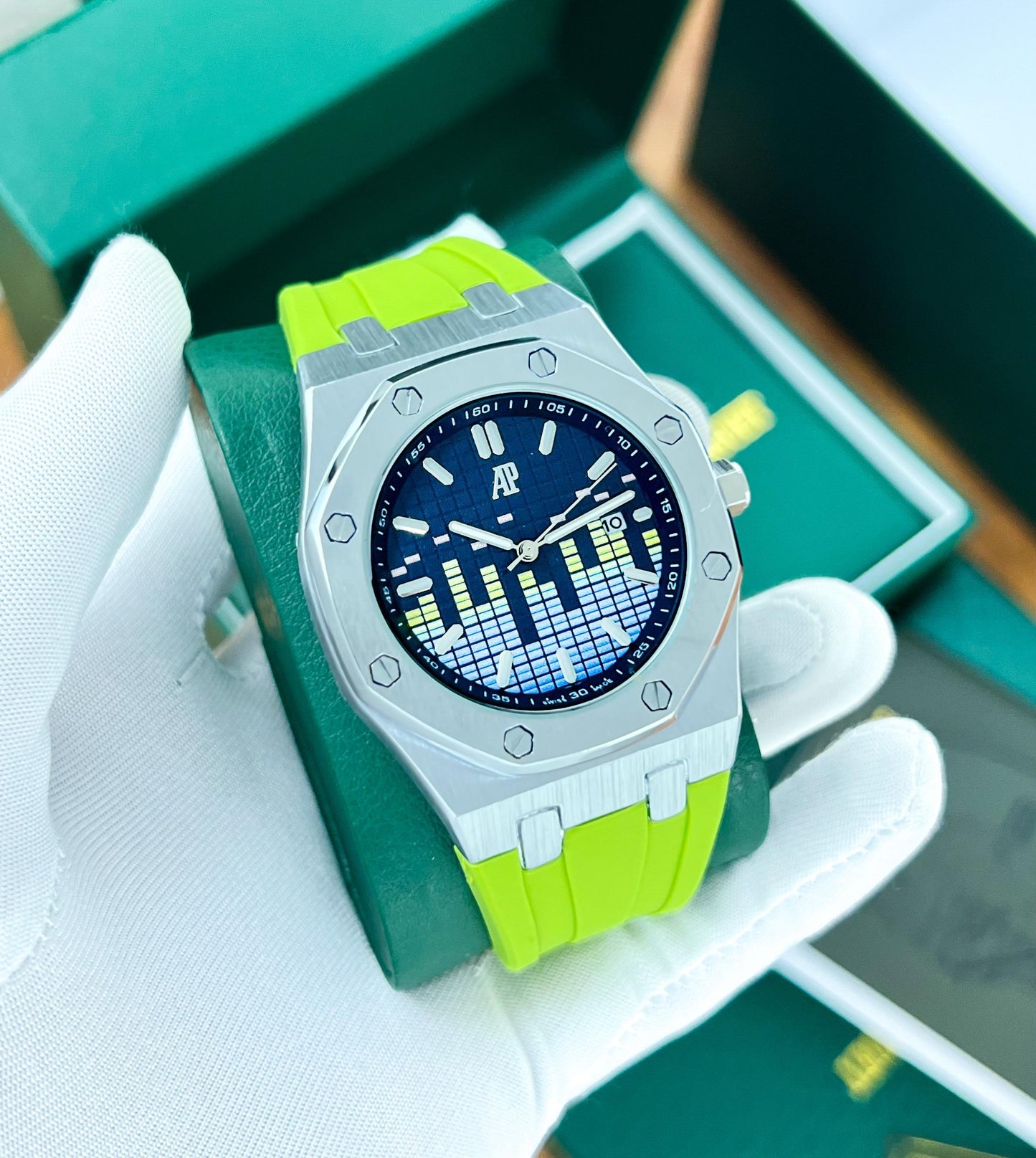 Neon Silver Blue Watch